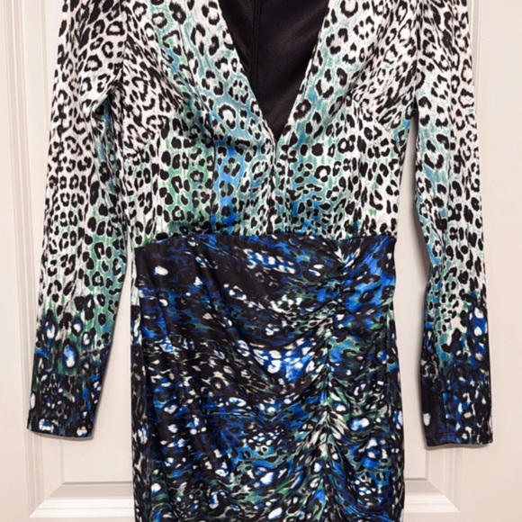 bebe Multicolor Animal Print Long Sleeve Dress - Picture 2 of 4